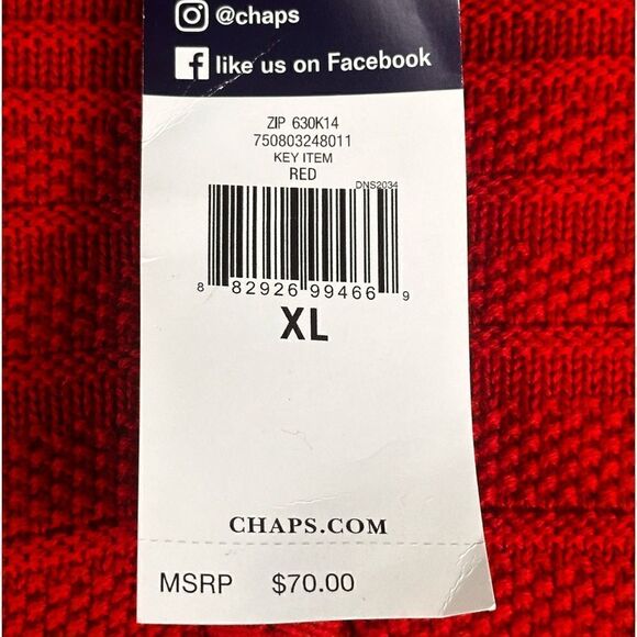 Chaps 1/4 Zip Up Long Sleeve Red Sweater Size XL NWT 📦 - Picture 7 of 9